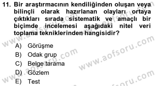 Halkla İlişkiler Araştırmaları Dersi 2020 - 2021 Yılı Yaz Okulu Sınav Soruları 11. Soru