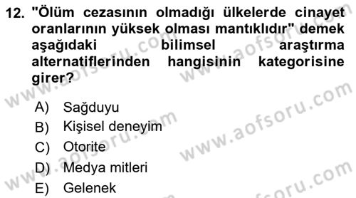 Halkla İlişkiler Araştırmaları Dersi 2020 - 2021 Yılı Yaz Okulu Sınav Soruları 12. Soru
