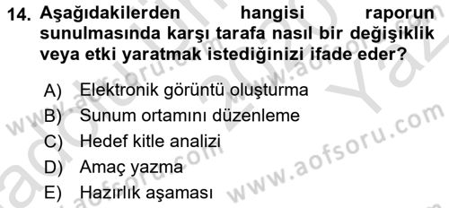 Halkla İlişkiler Araştırmaları Dersi 2020 - 2021 Yılı Yaz Okulu Sınav Soruları 14. Soru