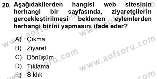 Halkla İlişkiler Araştırmaları Dersi 2020 - 2021 Yılı Yaz Okulu Sınav Soruları 20. Soru