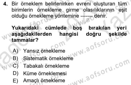 Halkla İlişkiler Araştırmaları Dersi 2020 - 2021 Yılı Yaz Okulu Sınav Soruları 4. Soru