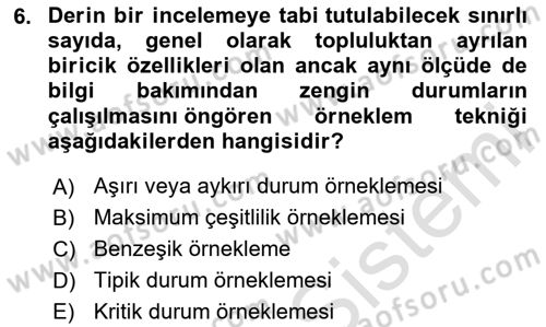 Halkla İlişkiler Araştırmaları Dersi 2020 - 2021 Yılı Yaz Okulu Sınav Soruları 6. Soru