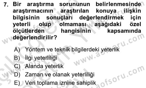 Halkla İlişkiler Araştırmaları Dersi 2020 - 2021 Yılı Yaz Okulu Sınav Soruları 7. Soru