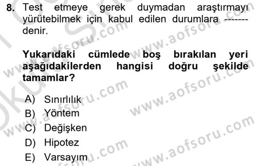 Halkla İlişkiler Araştırmaları Dersi 2020 - 2021 Yılı Yaz Okulu Sınav Soruları 8. Soru