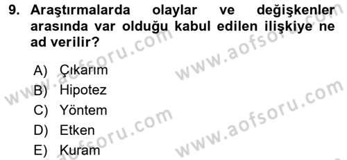 Halkla İlişkiler Araştırmaları Dersi 2020 - 2021 Yılı Yaz Okulu Sınav Soruları 9. Soru