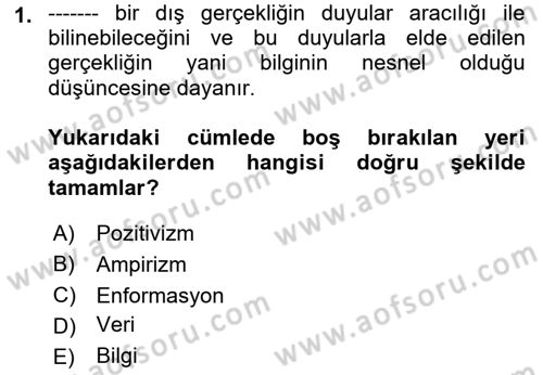 Halkla İlişkiler Araştırmaları Dersi 2021 - 2022 Yılı (Vize) Ara Sınav Soruları 1. Soru