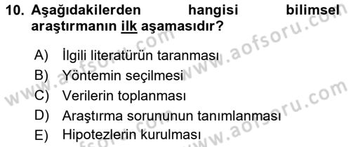 Halkla İlişkiler Araştırmaları Dersi 2021 - 2022 Yılı (Vize) Ara Sınav Soruları 10. Soru
