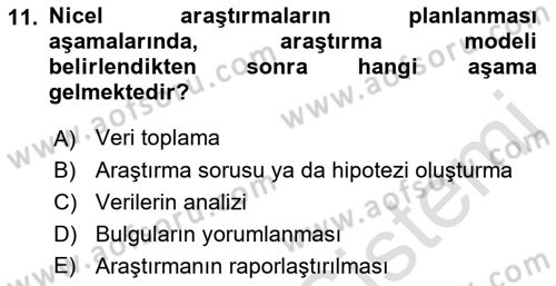 Halkla İlişkiler Araştırmaları Dersi 2021 - 2022 Yılı (Vize) Ara Sınav Soruları 11. Soru