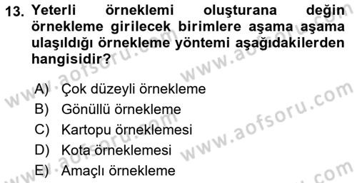 Halkla İlişkiler Araştırmaları Dersi 2021 - 2022 Yılı (Vize) Ara Sınav Soruları 13. Soru