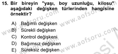Halkla İlişkiler Araştırmaları Dersi 2021 - 2022 Yılı (Vize) Ara Sınav Soruları 15. Soru