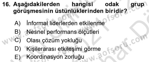 Halkla İlişkiler Araştırmaları Dersi 2021 - 2022 Yılı (Vize) Ara Sınav Soruları 16. Soru
