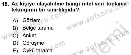 Halkla İlişkiler Araştırmaları Dersi 2021 - 2022 Yılı (Vize) Ara Sınav Soruları 18. Soru