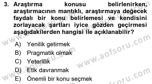 Halkla İlişkiler Araştırmaları Dersi 2021 - 2022 Yılı (Vize) Ara Sınav Soruları 3. Soru