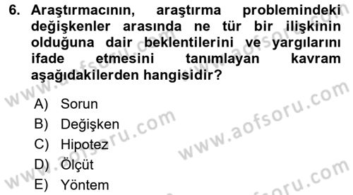 Halkla İlişkiler Araştırmaları Dersi 2021 - 2022 Yılı (Vize) Ara Sınav Soruları 6. Soru