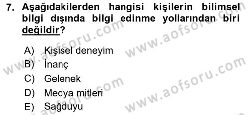 Halkla İlişkiler Araştırmaları Dersi 2021 - 2022 Yılı (Vize) Ara Sınav Soruları 7. Soru