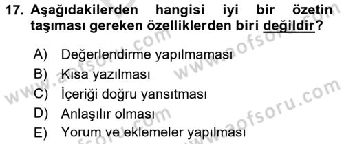 Halkla İlişkiler Araştırmaları Dersi 2021 - 2022 Yılı (Final) Dönem Sonu Sınav Soruları 17. Soru