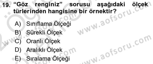 Halkla İlişkiler Araştırmaları Dersi 2021 - 2022 Yılı (Final) Dönem Sonu Sınav Soruları 19. Soru