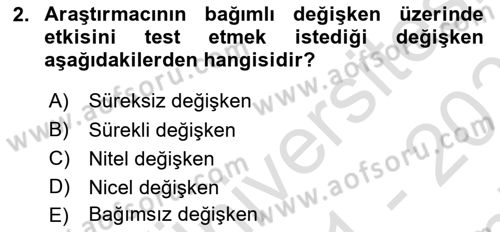 Halkla İlişkiler Araştırmaları Dersi 2021 - 2022 Yılı (Final) Dönem Sonu Sınav Soruları 2. Soru
