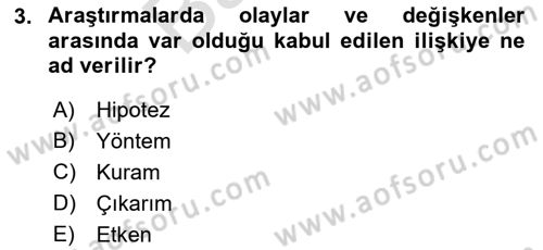 Halkla İlişkiler Araştırmaları Dersi 2021 - 2022 Yılı (Final) Dönem Sonu Sınav Soruları 3. Soru