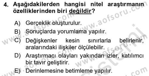 Halkla İlişkiler Araştırmaları Dersi 2021 - 2022 Yılı (Final) Dönem Sonu Sınav Soruları 4. Soru