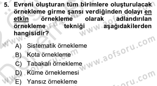 Halkla İlişkiler Araştırmaları Dersi 2021 - 2022 Yılı (Final) Dönem Sonu Sınav Soruları 5. Soru