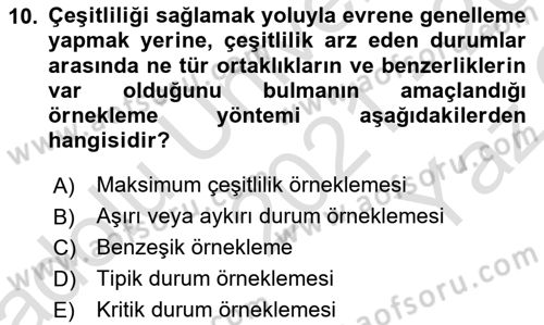 Halkla İlişkiler Araştırmaları Dersi 2021 - 2022 Yılı Yaz Okulu Sınav Soruları 10. Soru