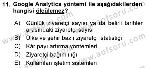Halkla İlişkiler Araştırmaları Dersi 2021 - 2022 Yılı Yaz Okulu Sınav Soruları 11. Soru