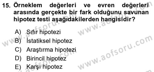 Halkla İlişkiler Araştırmaları Dersi 2021 - 2022 Yılı Yaz Okulu Sınav Soruları 15. Soru