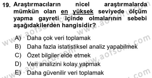 Halkla İlişkiler Araştırmaları Dersi 2021 - 2022 Yılı Yaz Okulu Sınav Soruları 19. Soru