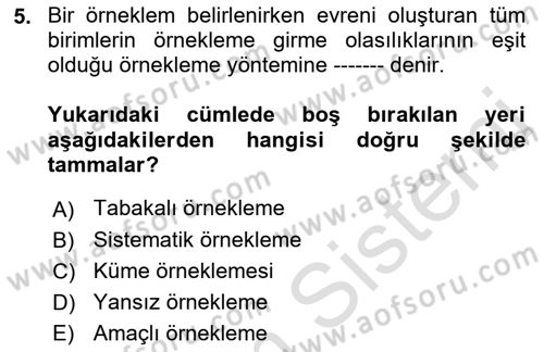 Halkla İlişkiler Araştırmaları Dersi 2021 - 2022 Yılı Yaz Okulu Sınav Soruları 5. Soru