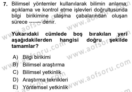Halkla İlişkiler Araştırmaları Dersi 2021 - 2022 Yılı Yaz Okulu Sınav Soruları 7. Soru