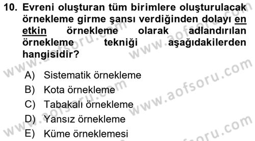 Halkla İlişkiler Araştırmaları Dersi 2022 - 2023 Yılı Yaz Okulu Sınav Soruları 10. Soru