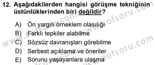 Halkla İlişkiler Araştırmaları Dersi 2022 - 2023 Yılı Yaz Okulu Sınav Soruları 12. Soru