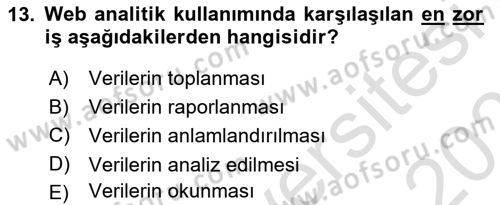 Halkla İlişkiler Araştırmaları Dersi 2022 - 2023 Yılı Yaz Okulu Sınav Soruları 13. Soru