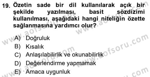 Halkla İlişkiler Araştırmaları Dersi 2022 - 2023 Yılı Yaz Okulu Sınav Soruları 19. Soru