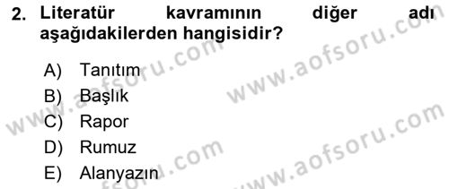 Halkla İlişkiler Araştırmaları Dersi 2022 - 2023 Yılı Yaz Okulu Sınav Soruları 2. Soru