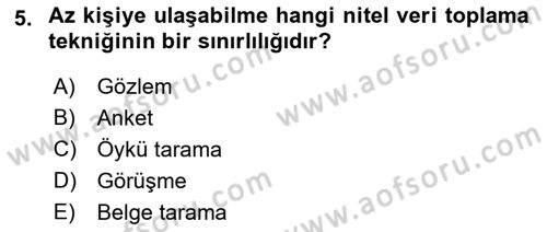 Halkla İlişkiler Araştırmaları Dersi 2022 - 2023 Yılı Yaz Okulu Sınav Soruları 5. Soru