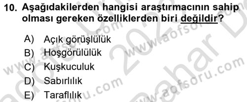 Halkla İlişkiler Araştırmaları Dersi 2023 - 2024 Yılı (Vize) Ara Sınav Soruları 10. Soru