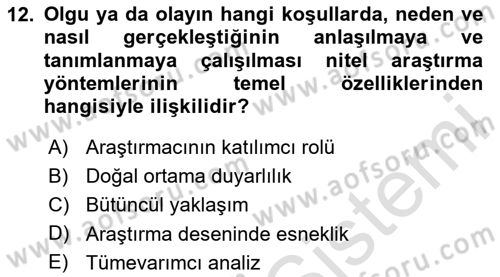 Halkla İlişkiler Araştırmaları Dersi 2023 - 2024 Yılı (Vize) Ara Sınav Soruları 12. Soru