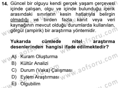 Halkla İlişkiler Araştırmaları Dersi 2023 - 2024 Yılı (Vize) Ara Sınav Soruları 14. Soru