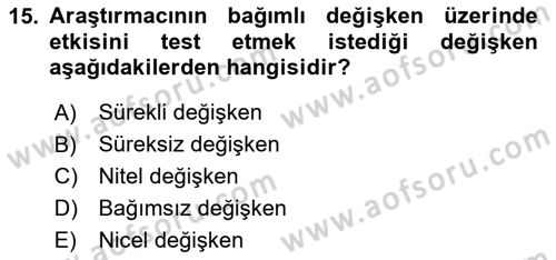 Halkla İlişkiler Araştırmaları Dersi 2023 - 2024 Yılı (Vize) Ara Sınav Soruları 15. Soru