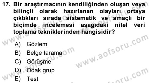 Halkla İlişkiler Araştırmaları Dersi 2023 - 2024 Yılı (Vize) Ara Sınav Soruları 17. Soru