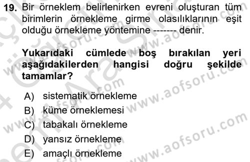 Halkla İlişkiler Araştırmaları Dersi 2023 - 2024 Yılı (Vize) Ara Sınav Soruları 19. Soru