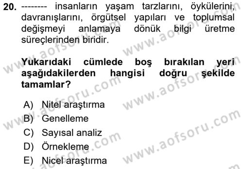 Halkla İlişkiler Araştırmaları Dersi 2023 - 2024 Yılı (Vize) Ara Sınav Soruları 20. Soru