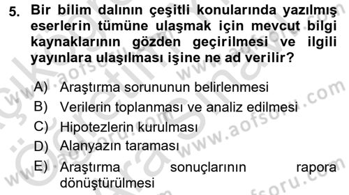 Halkla İlişkiler Araştırmaları Dersi 2023 - 2024 Yılı (Vize) Ara Sınav Soruları 5. Soru