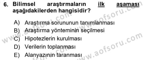 Halkla İlişkiler Araştırmaları Dersi 2023 - 2024 Yılı (Vize) Ara Sınav Soruları 6. Soru