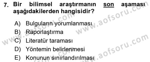 Halkla İlişkiler Araştırmaları Dersi 2023 - 2024 Yılı (Vize) Ara Sınav Soruları 7. Soru