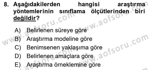Halkla İlişkiler Araştırmaları Dersi 2023 - 2024 Yılı (Vize) Ara Sınav Soruları 8. Soru