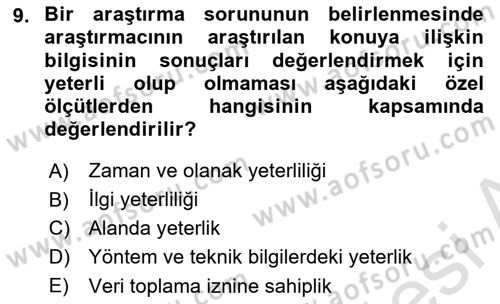 Halkla İlişkiler Araştırmaları Dersi 2023 - 2024 Yılı (Vize) Ara Sınav Soruları 9. Soru