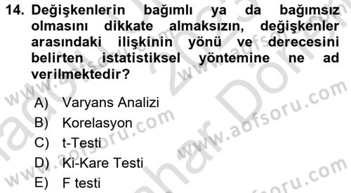 Halkla İlişkiler Araştırmaları Dersi 2023 - 2024 Yılı (Final) Dönem Sonu Sınavı 14. Soru